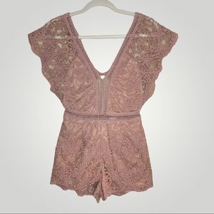 Pink lace romper